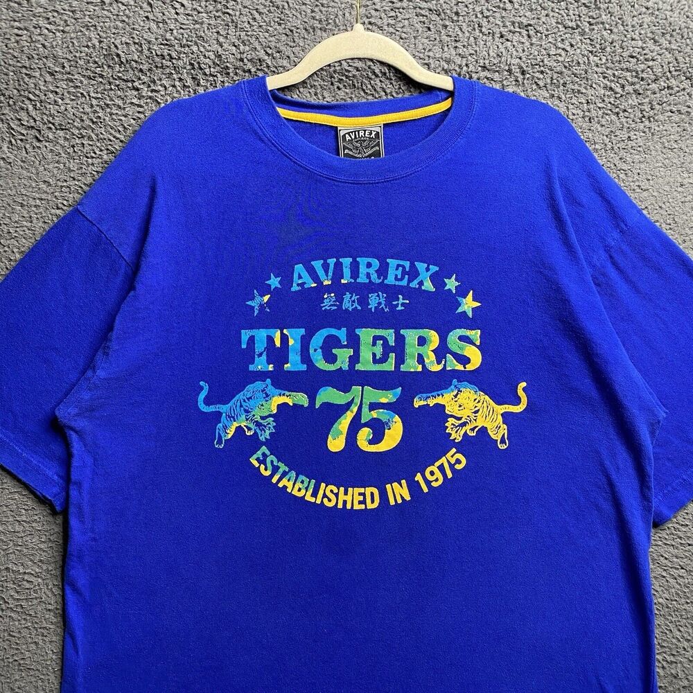 Vintage Y2K Avirex Tigers Brazil Graphic T-Shirt Mens XL Grunge Cyber